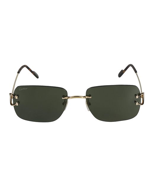 Cartier Green Logo Hinge Rimless Sunglasses for men