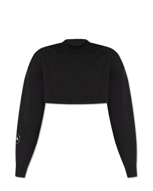 Adidas By Stella McCartney Black Cropped Sweatshirt With Logo