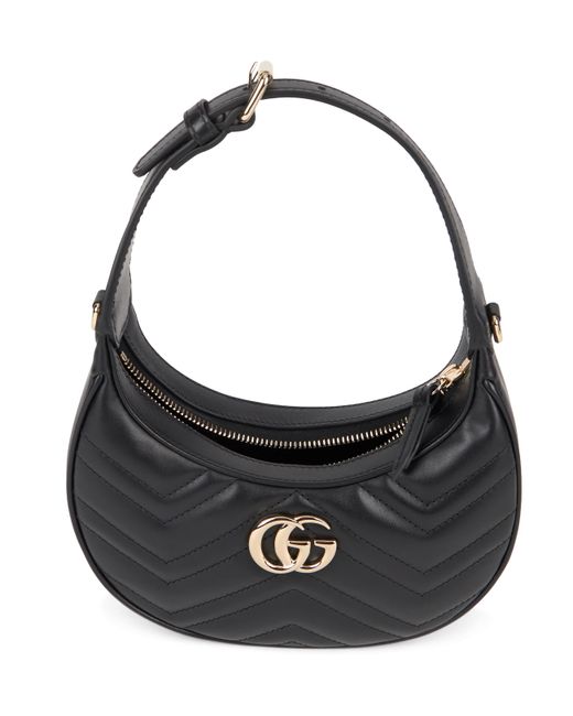 Gucci Black Shoulder Bag Gg Marmont Leather Calf Skin