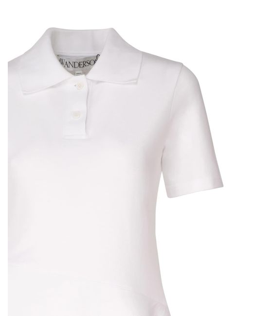 J.W. Anderson White Asymmetric Dress With Polo-Style Collar