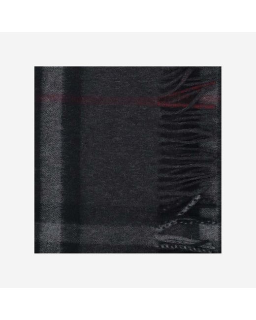 Burberry Black Cashmere Scarf With Check Pattern
