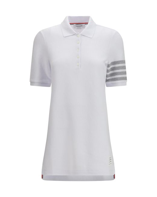 Thom Browne White Piqué Polo Dress Cotton