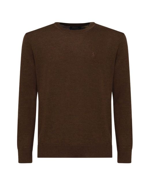 Polo Ralph Lauren Brown Wool Sweater With Logo<Br for men