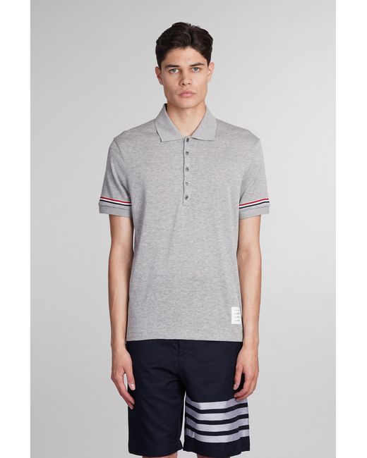 Thom Browne Gray Polo In Grey Cotton for men
