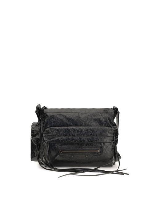 Balenciaga Black Le City Multipocket Medium Shoulder Bag Lamb Ovis Aries for men