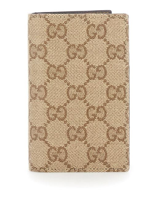 Gucci Natural Wallet Gg Canvas And Leather for men