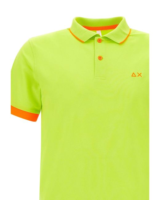 Sun 68 Yellow Small Stripe Cotton Polo Shirt for men