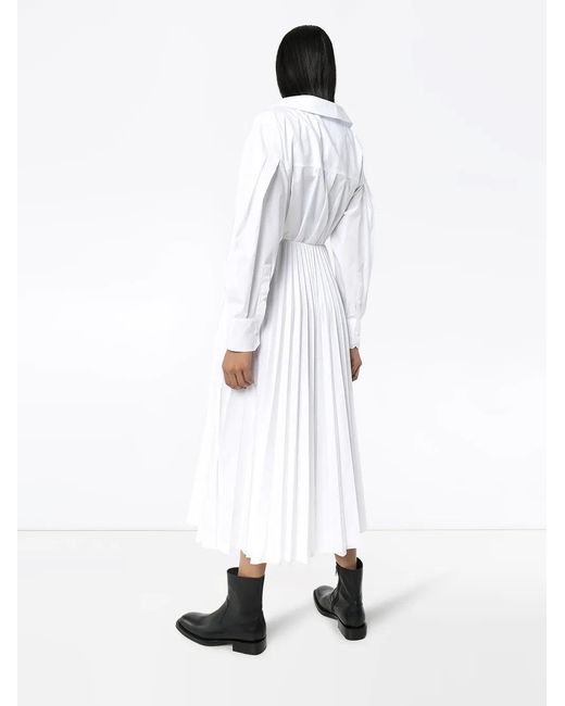Valentino White Wrap Pleated Shirt Dress