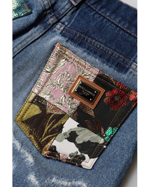 Dolce & Gabbana Blue Tattered High Waist Denim Jeans for men