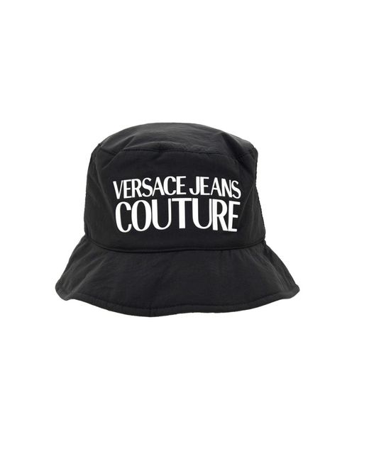 Versace Black Logo-print Bucket Hat for men