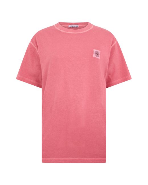 Stone Island Pink Short-Sleeve T-Shirt Cotton T-Shirts for men