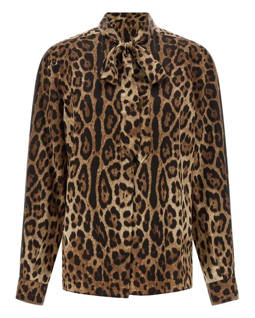 Dolce & Gabbana Brown Leopardo Shirt And Blouse