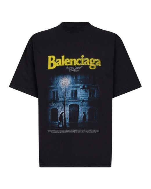 Balenciaga Black Washed The Address Medium Fit T-Shirt for men
