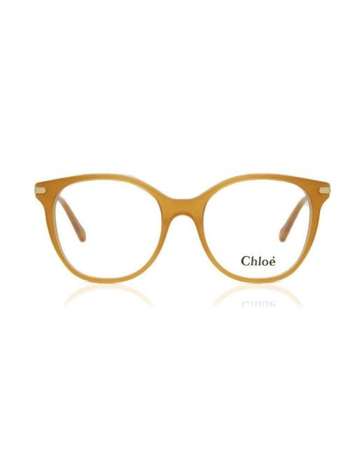 Chloé Metallic Chloe Eyeglasses Round Full Rim, Caramel Frame And Clear Demo Lenses Lens Ce2721208