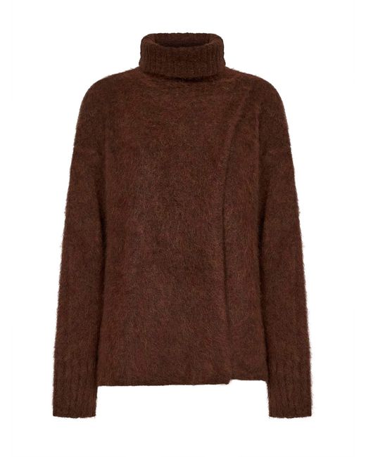 Uma Wang Brown Alpaca Blend Turtleneck Sweater