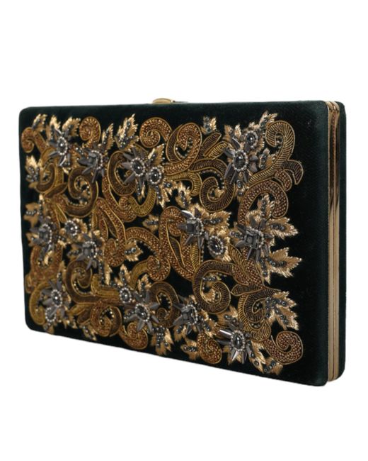 Dolce & Gabbana Black Velvet Frame Clutch Evening Party Purse Bag