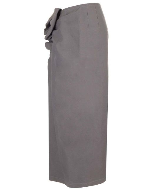 Dries Van Noten Gray Wool Canvas Midi Skirt