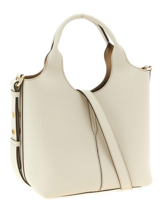 Tod's Natural Mini Metal Plate Shopping Bag