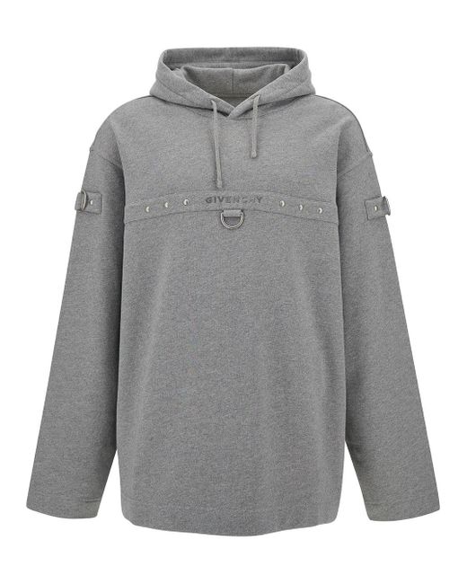 Givenchy Gray Hoodie With Logo And Studs for men