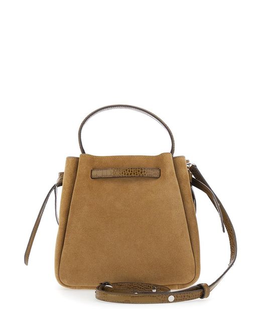 Tory Burch Brown Bucket Bag Romy Leather Calf Handbags