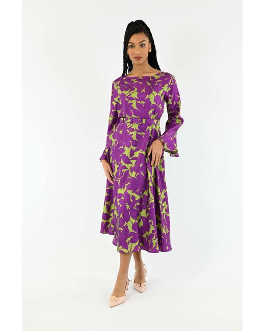 Max Mara Studio Purple Utile Printed Silk Dress