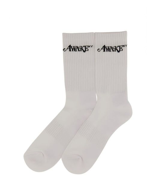 AWAKE NY White Socks With Logo for men