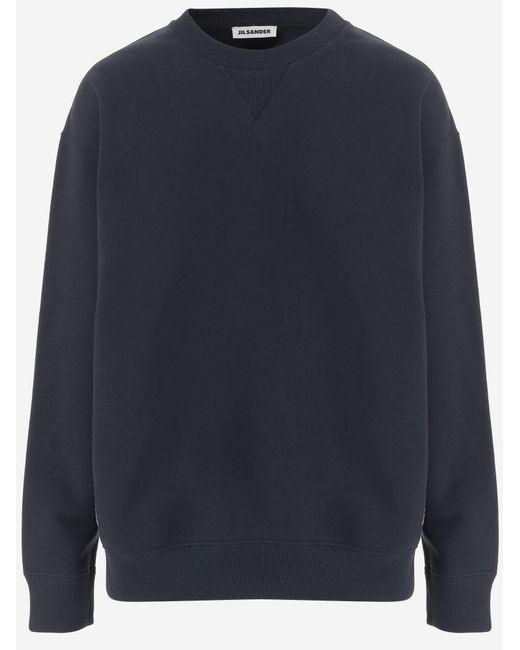 Jil Sander Blue Cotton Sweatshirt Knitwear