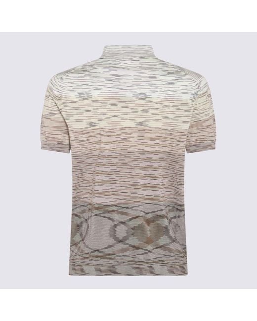 Missoni Natural Beige Multicolour Cotton Polo Shirt for men