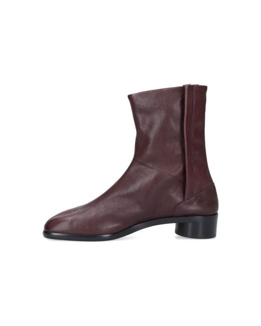 Maison Margiela Purple Ankle-High Split-Toe Leather Boots for men