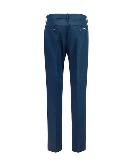 Ferragamo Blue Cotton And Cashmere Chinos Pants Cotton; Kashmir/Capra Hircus for men