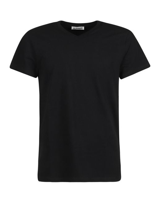 Jil Sander Black V-Neck T-Shirt for men
