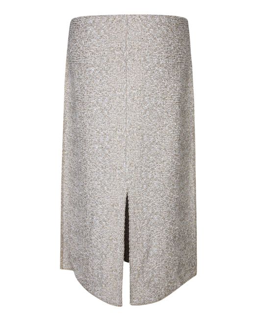 Fabiana Filippi Gray Golden Tweed Effect Knit Skirt By