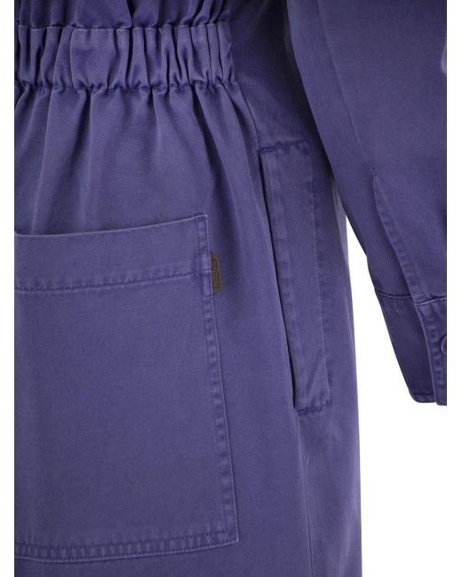 Max Mara Purple Cennare Canvas Chemisier Dress