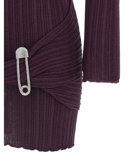 GIUSEPPE DI MORABITO Purple Jewel Brooch Dress Wool Acrylic Polyamide