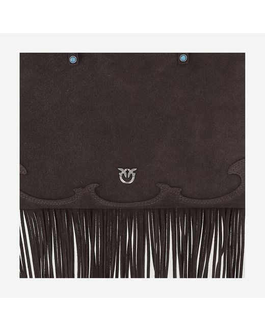 Pinko Black Suede Shopping Bag Leather Tote