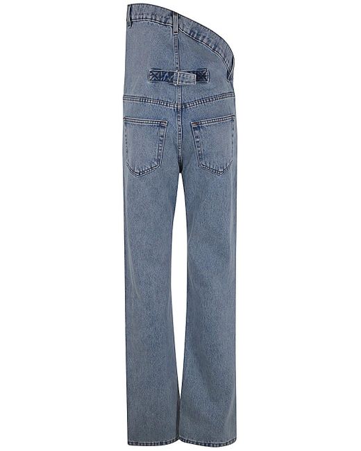 Y. Project Blue Evergreen Asymmetric Waist Jeans