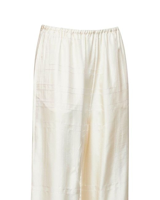 Totême White Cream Monogram Silk Pj Trousers