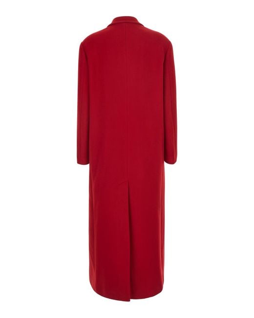Pinko Red Coat Double-Breasted Wool