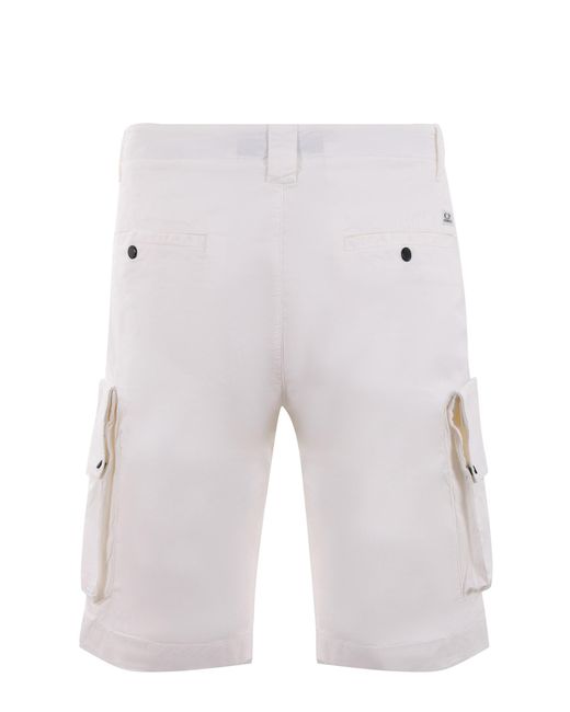 C P Company White Cargo Shorts for men
