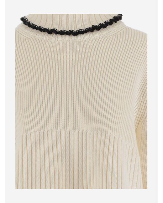Jil Sander Natural Wool Blend Sweater Virgin Viscose Polyamide