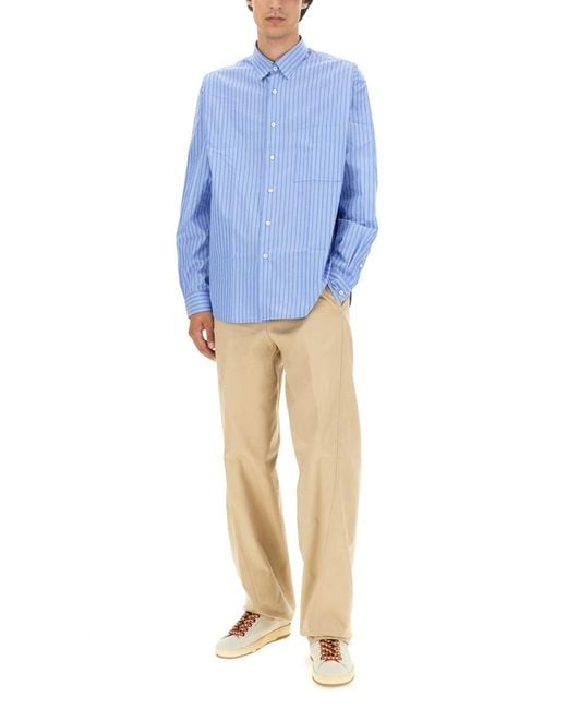 Lanvin Blue Oversize Fit Shirt Cotton for men