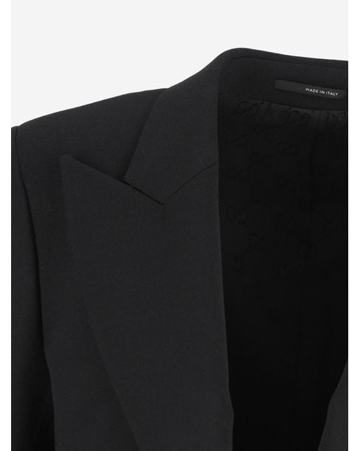 Gucci Black Stretch Wool Blend Jacket
