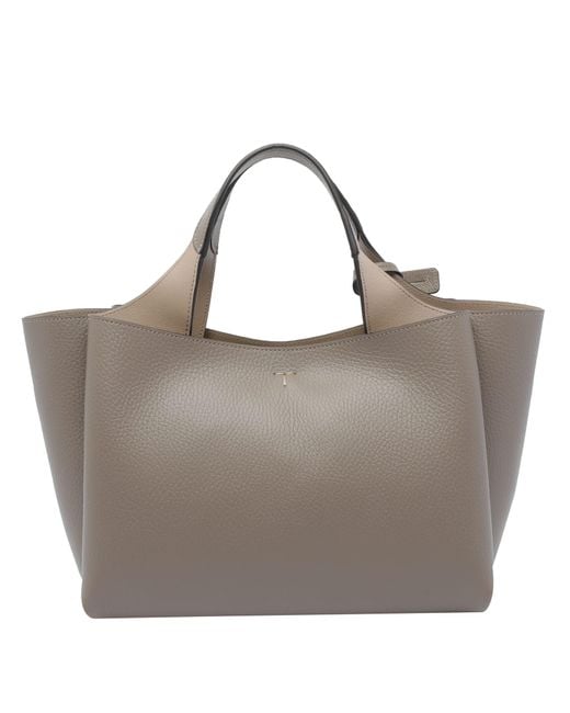 Tod's Gray Mini Handbag With T Timeless Charm