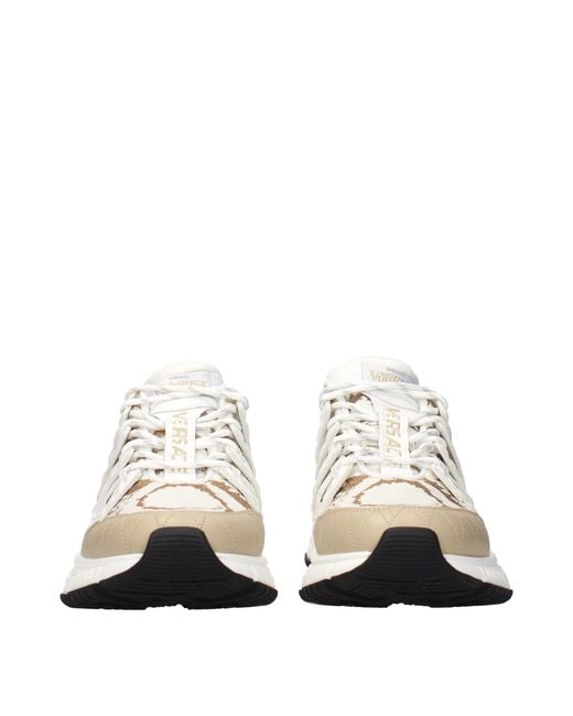 Versace White Fabric Athletic Sneakers for men
