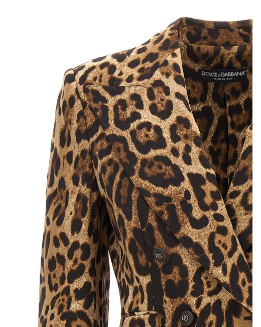 Dolce & Gabbana Brown Leopard-Print Wool Turlington Jacket