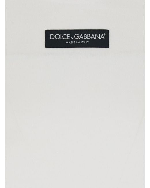 Dolce & Gabbana White Cotton Logo Patch T-Shirt T-Shirts & Jerseys