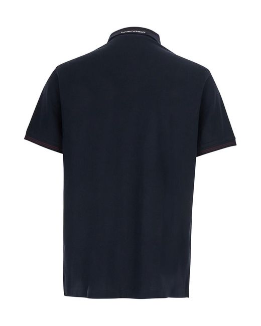 Emporio Armani Blue Piquet Polo Shirt Cotton T-Shirts for men