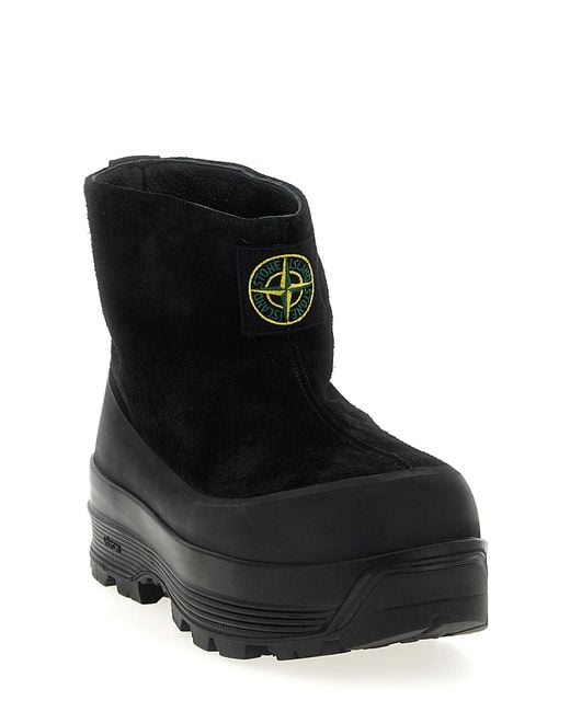 Stone Island Black Suede Ankle Boots for men