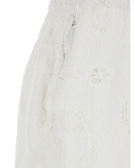 ..,merci White Bermuda With Front Pockets And Button Closure For Shorts