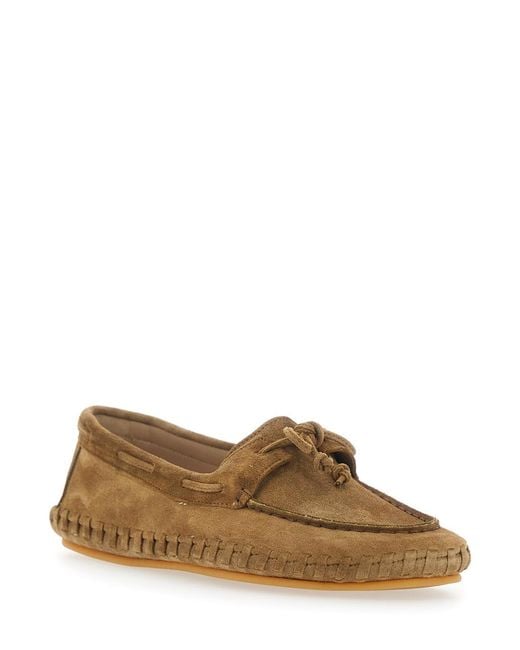 Le Monde Beryl Brown Loafers Dmwsuetau With Suede Bow Detail Goat